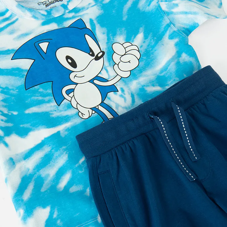 Cool Club, Komplet chłopięcy, T-shirt, Szorty, niebieski, Sonic the Hedgehog