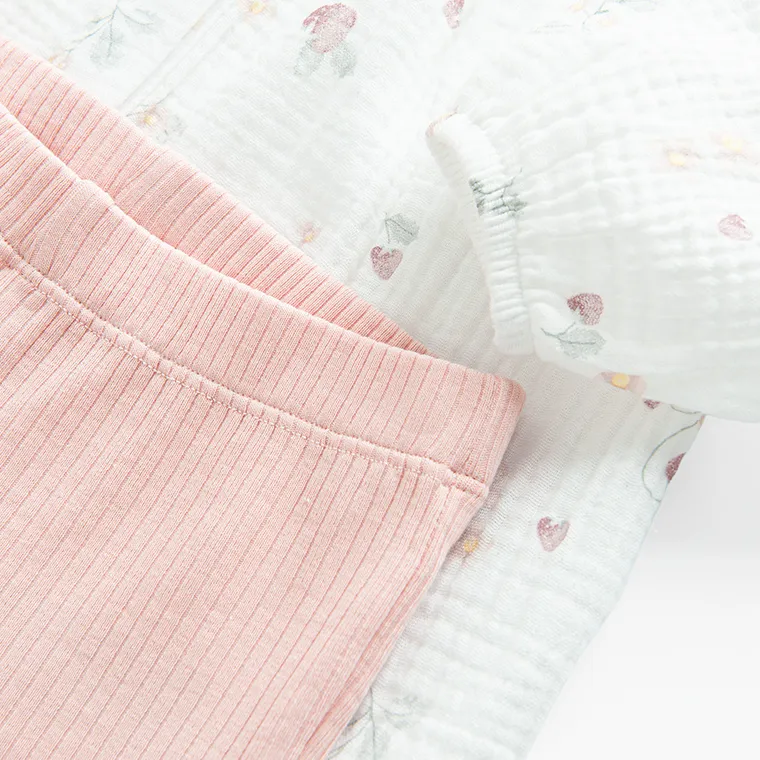 Cool Club, Komplet dziewczęcy, Bluzka muślinowa z długim rękawem, Jegginsy, prążkowane, mix