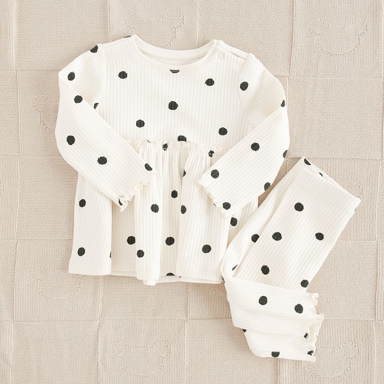 Cool Club, Komplet dziewczęcy, Bluzka z długim rękawem, Legginsy, prążkowany, ecru