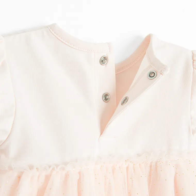 Cool Club, Komplet dziewczęcy, Body sukienka z krótkim rękawem, Bolerko, różowy