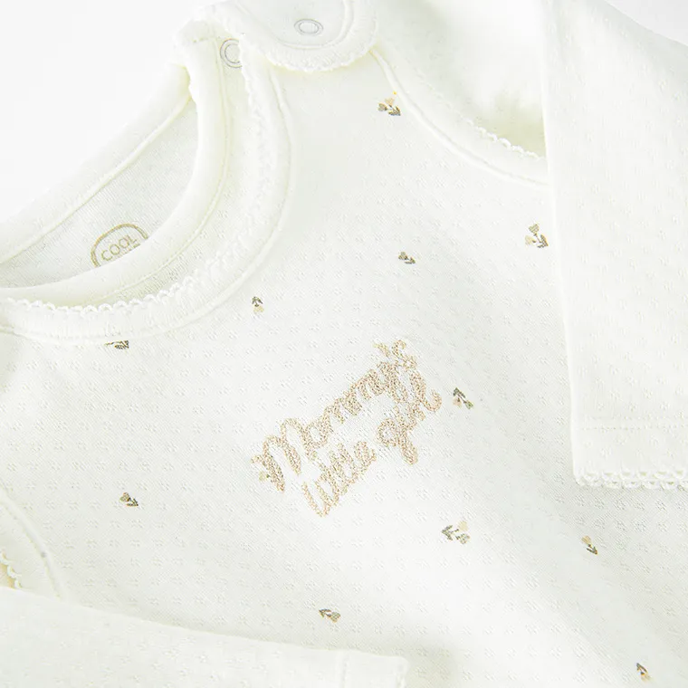 Cool Club, Komplet dziewczęcy, Body z długim rękawem, Śpiochy, biały
