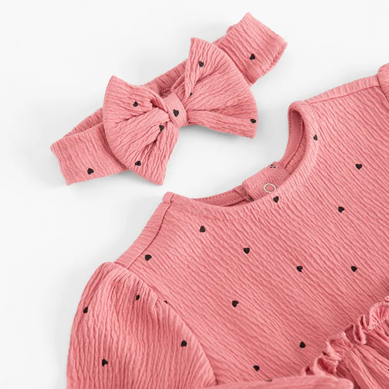 Cool Club, Komplet dziewczęcy, Sukienka z długim rękawem, Opaska, różowy