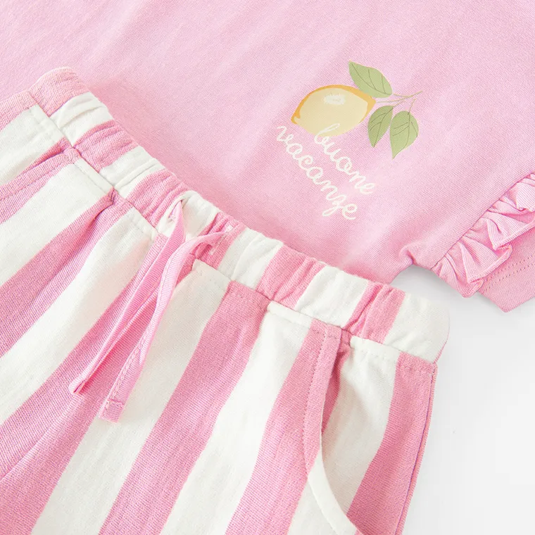 Cool Club, Komplet dziewczęcy, T-shirt, Szorty, różowy