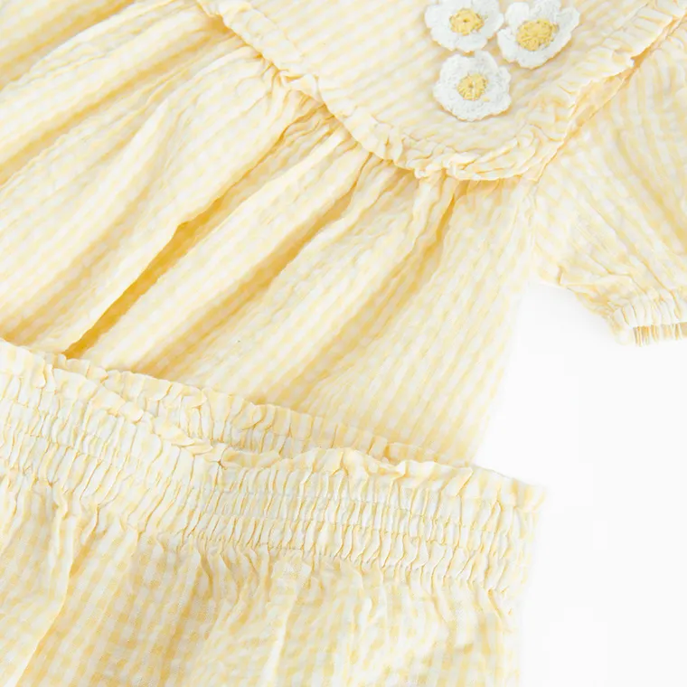 Cool Club, Komplet muślinowy dziewczęcy, Sukienka z krótkim rękawem, Szorty bloomersy, mix