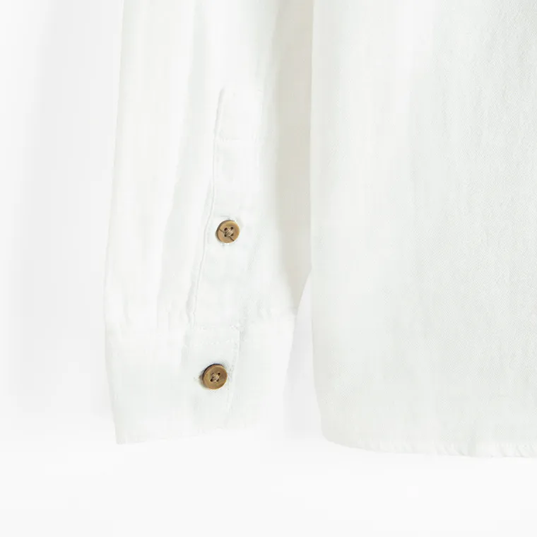 Cool Club, Koszula chłopięca z długim rękawem, z lnem, regular, biała