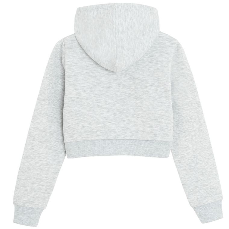 Cool Club, Krótka bluza dziewczęca z kapturem, rozpinana, szara