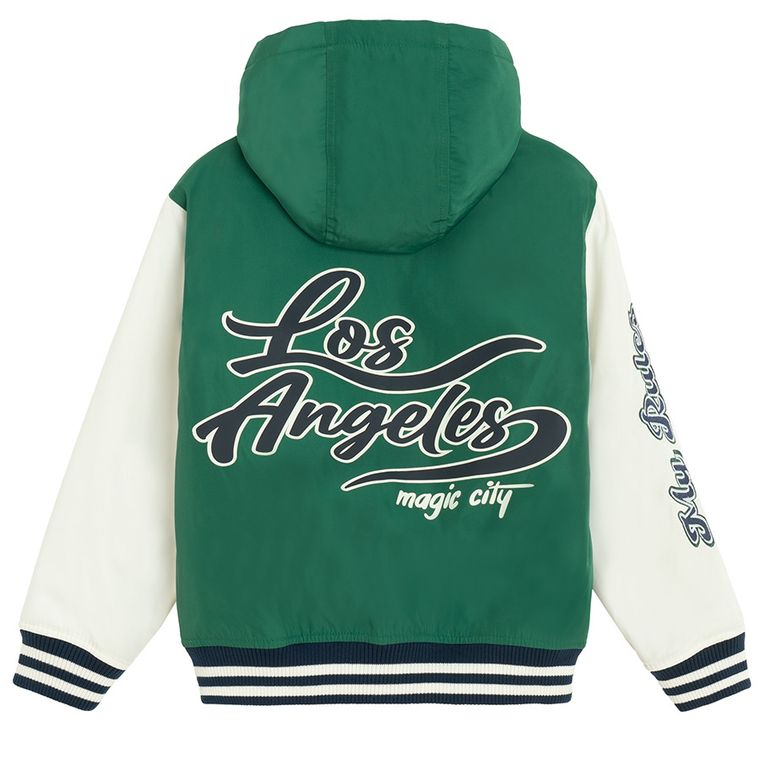 Cool Club, Kurtka bejsbolówka chłopięca z kapturem, oversize, zielona