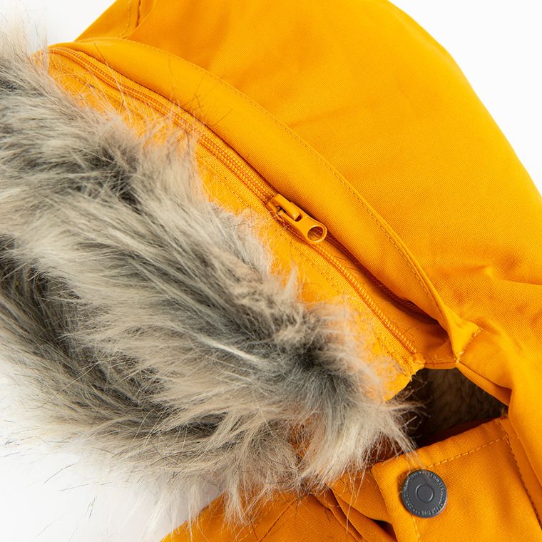 Cool Club, Kurtka chłopięca z kapturem, ocieplana, musztardowa