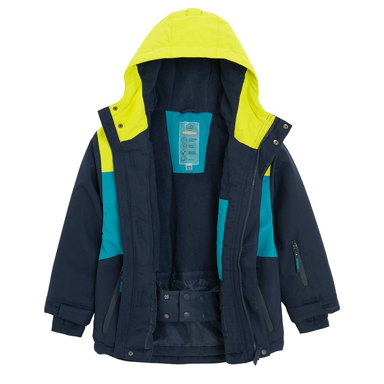 Cool Club, Kurtka narciarska chłopięca z kapturem, ocieplana, mix
