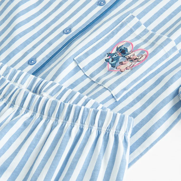 Cool Club, Piżama dziewczęca, biało-niebieska, Lilo i Stitch