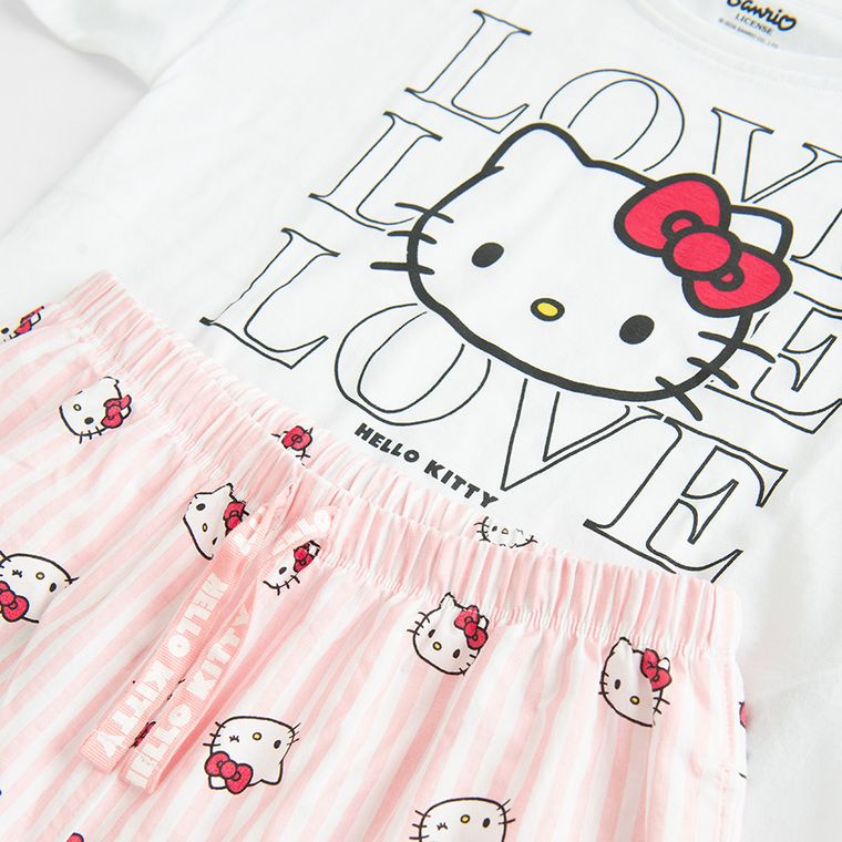 Cool Club, Piżama dziewczęca, biało-różowa, Hello Kitty