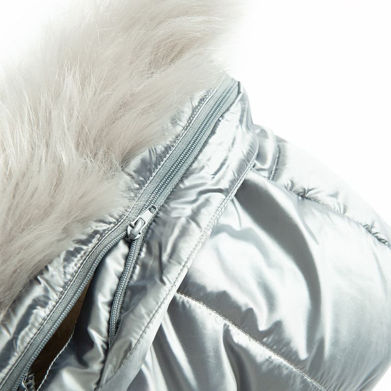 Cool Club, Płaszcz dziewczęcy z kapturem, ocieplany, srebrny