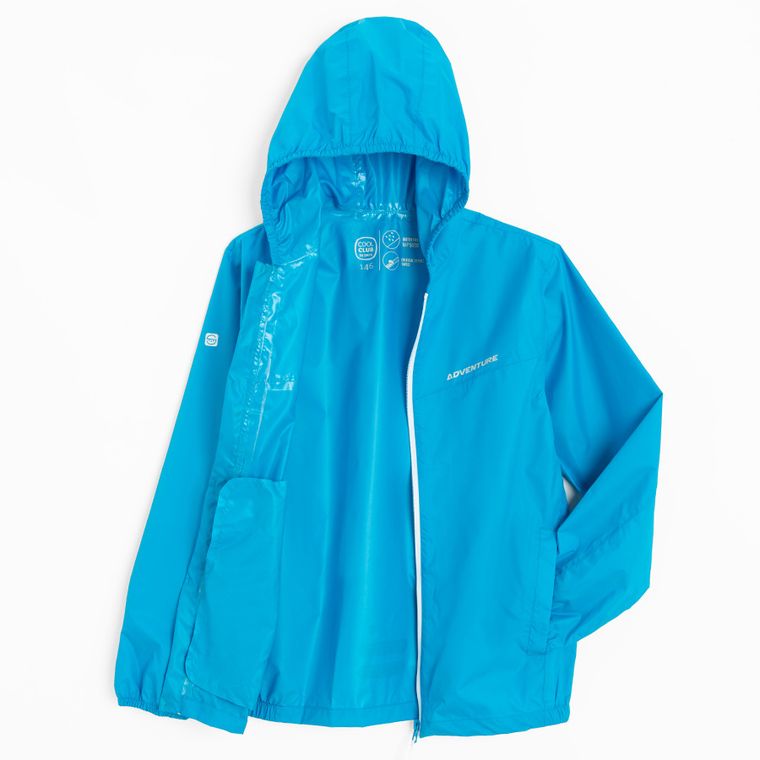 Cool Club, Przeciwdeszczowa kurtka chłopięca z kapturem, składana do kieszeni, niebieska