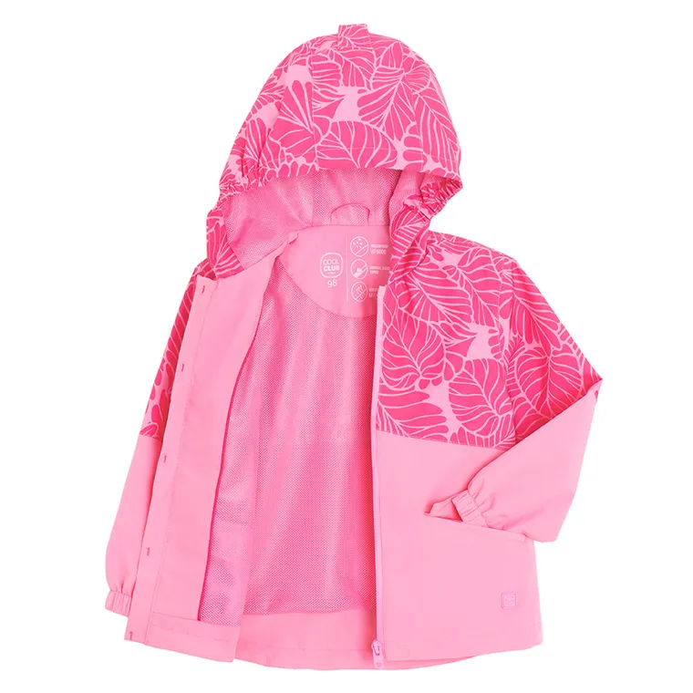 Cool Club, Przeciwdeszczowa kurtka dziewczęca z kapturem, różowa