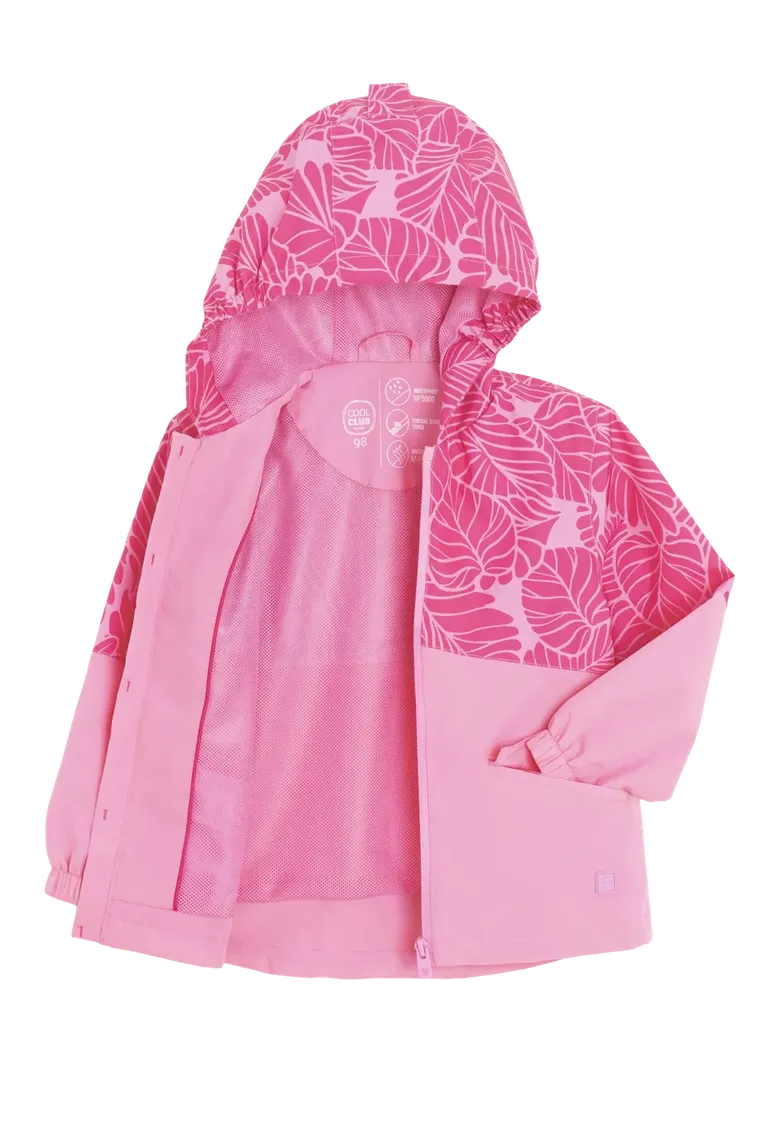 Cool Club, Przeciwdeszczowa kurtka dziewczęca z kapturem, różowa