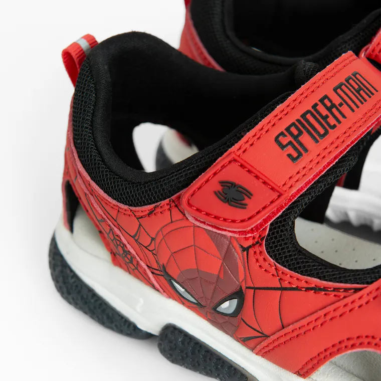 Cool Club, Sandały chłopięce, czerwone, świecąca podeszwa, skórzana wkładka, Spider-Man
