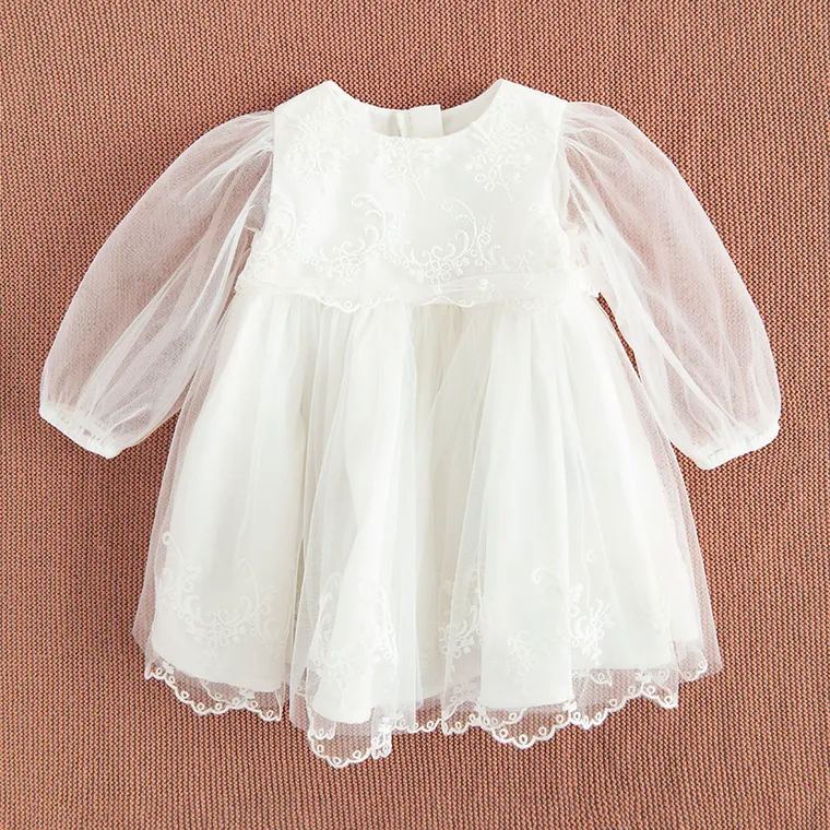 Cool Club, Sukienka dziewczęca z długim rękawem, biała