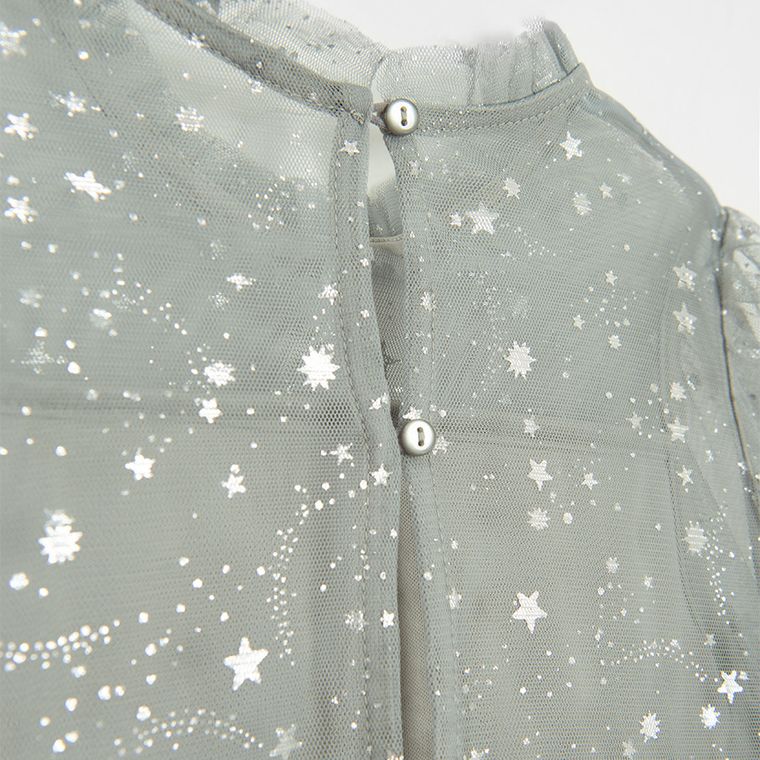 Cool Club, Sukienka dziewczęca z długim rękawem, szara