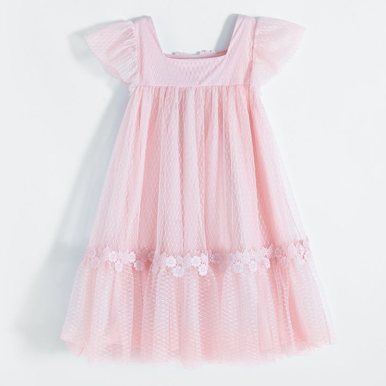 Cool Club, Sukienka dziewczęca z krótkim rękawem, różowa