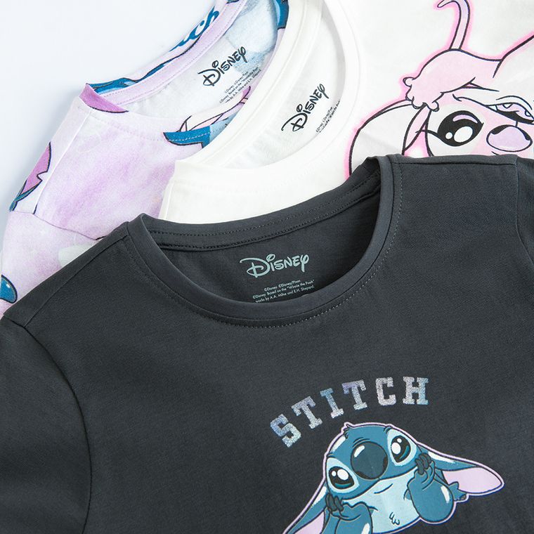 Cool Club, T-shirt dziewczęcy, mix, zestaw, 3 szt., Lilo i Stitch
