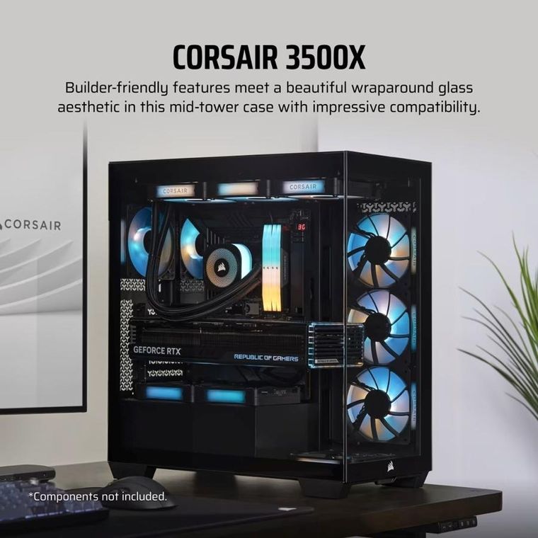 Corsair, obudowa, 3500X RSR ARGB TG Mid-Tower, czarna