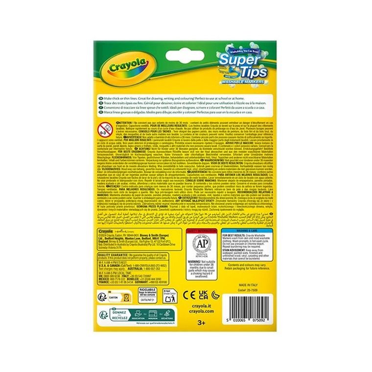 Crayola, Super Tips, flamastry zmywalne, 12 szt.
