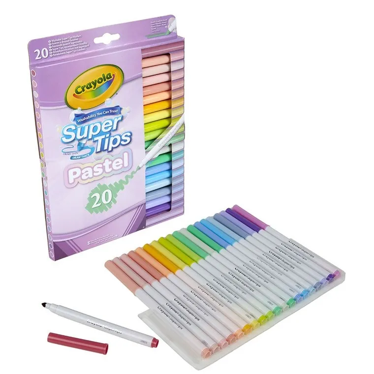 Crayola, Super Tips, flamastry zmywalne, pastelowe, 20 szt.