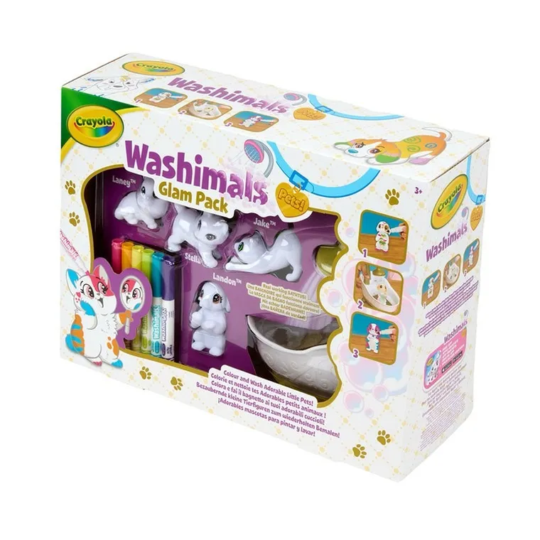 Crayola, Washimals, Kotki Glam, figurki do kolorowania zmywalnymi flamastrami, 4 szt.