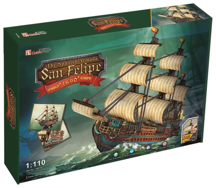 Cubic Fun, Żaglowiec The Spanish Armada-San Felipe, puzzle 3D, 248 elementów