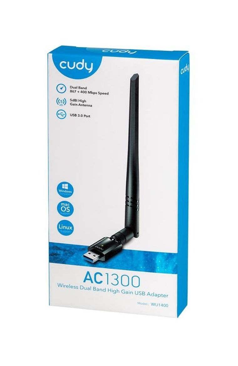 Cudy, karta sieciowa, WU1400 AC1300 USB 3.0, z anteną zewnętrzną 5dbi