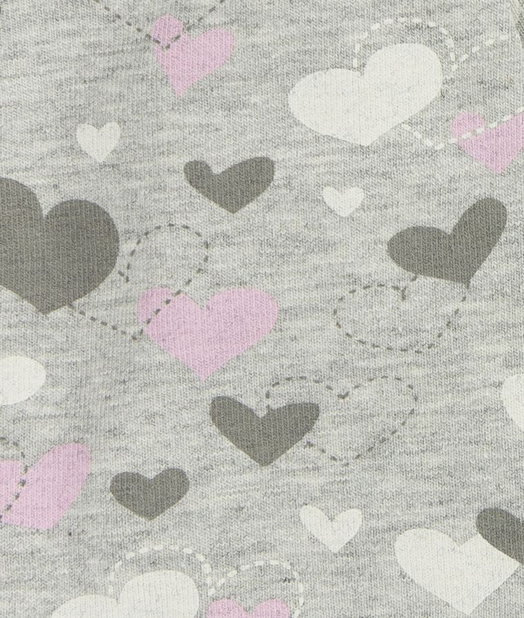 Czapka dziewczęca, wiązana, dwustronna, szara, serca, Döll