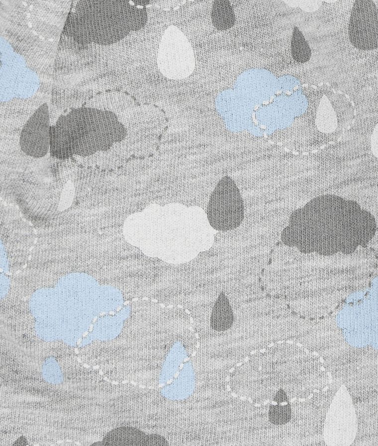 Czapka niemowlęca, wiązana, dwustronna, szara, chmurki, Döll