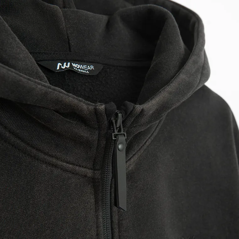 Czarna bluza oversize z kapturem zapinana na suwak NOWEAR