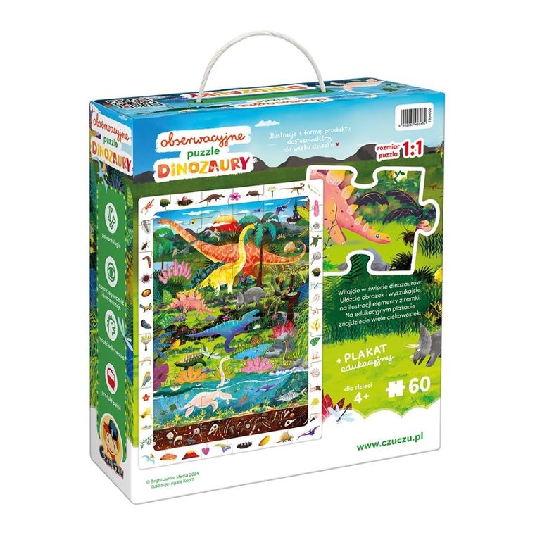 CzuCzu, Dinozaury, puzzle obserwacyjne, 60 elementów + plakat