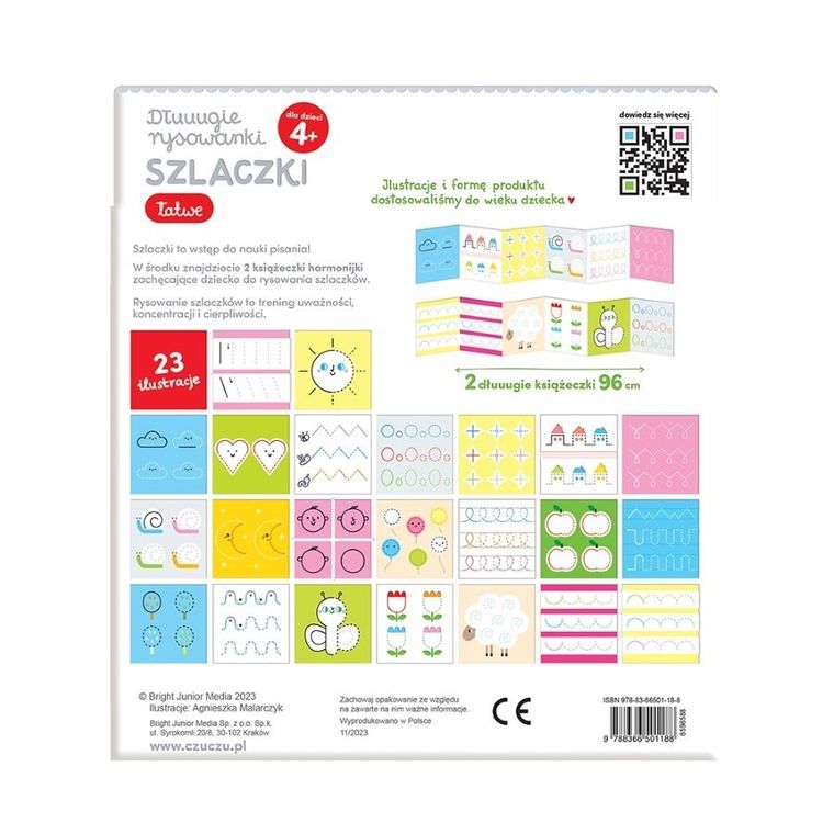 CzuCzu, Dłuuugie rysowanki, Szlaczki, łatwe, książeczka edukacyjna, 4+