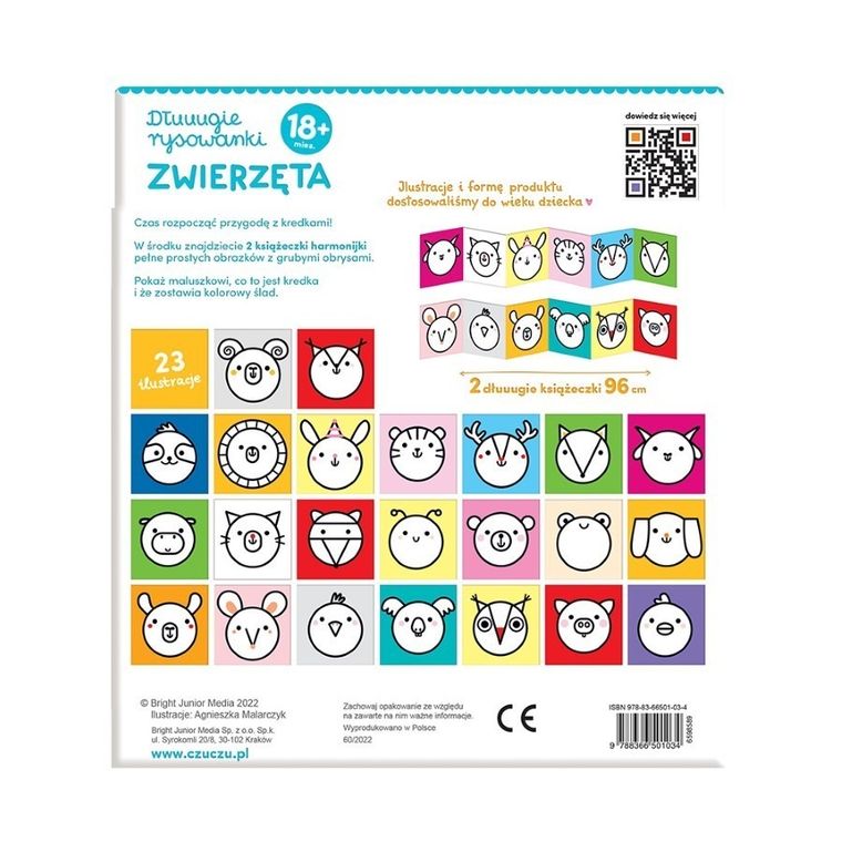 CzuCzu, Dłuuugie rysowanki, Zwierzęta, książeczka edukacyjna, 18m+