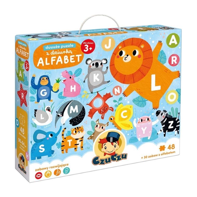 CzuCzu, Duuuże puzzle z dziurką. Alfabet + scenariusze zabaw, 48 elementów
