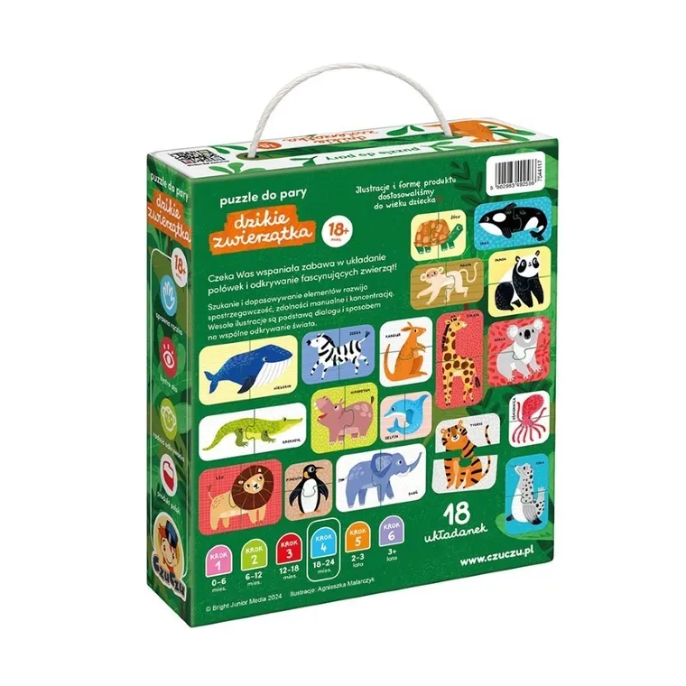 CzuCzu, Dzikie zwierzątka, puzzle do pary, 18m+