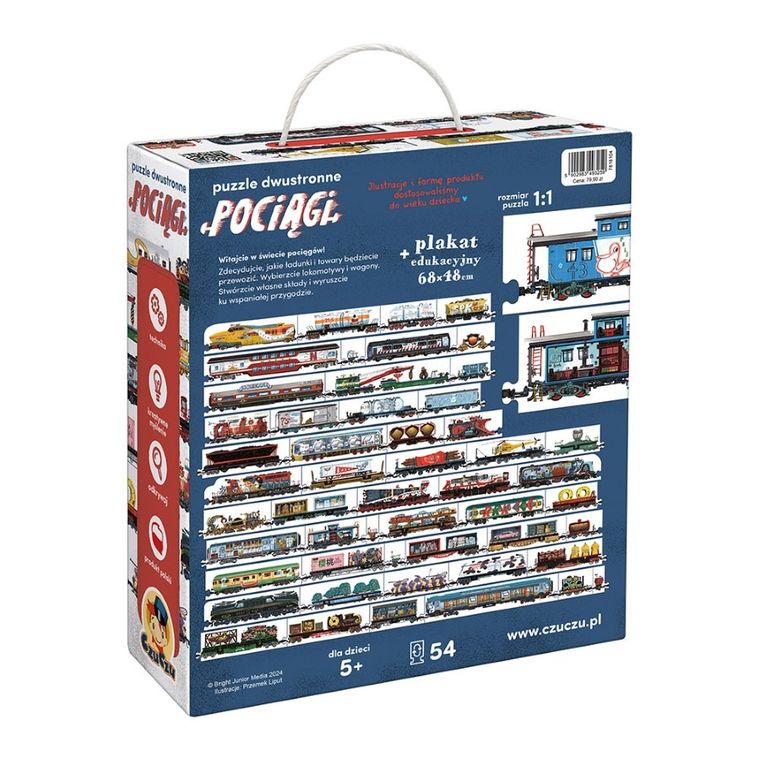 CzuCzu, Pociągi, puzzle dwustronne, 54 elementy