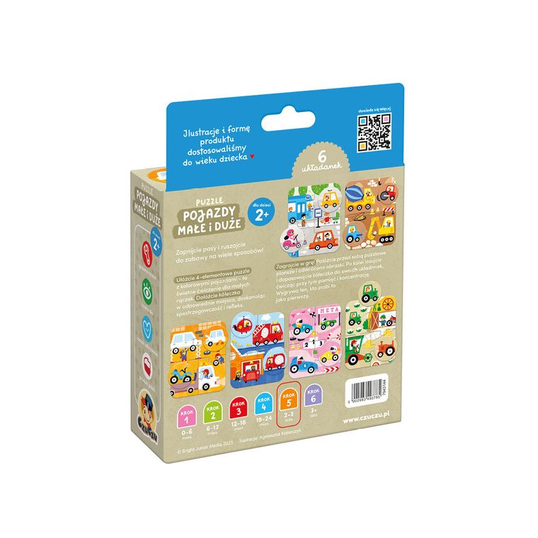 CzuCzu, Pojazdy małe i duże, puzzle i gra, 6-4 elementy, 2+