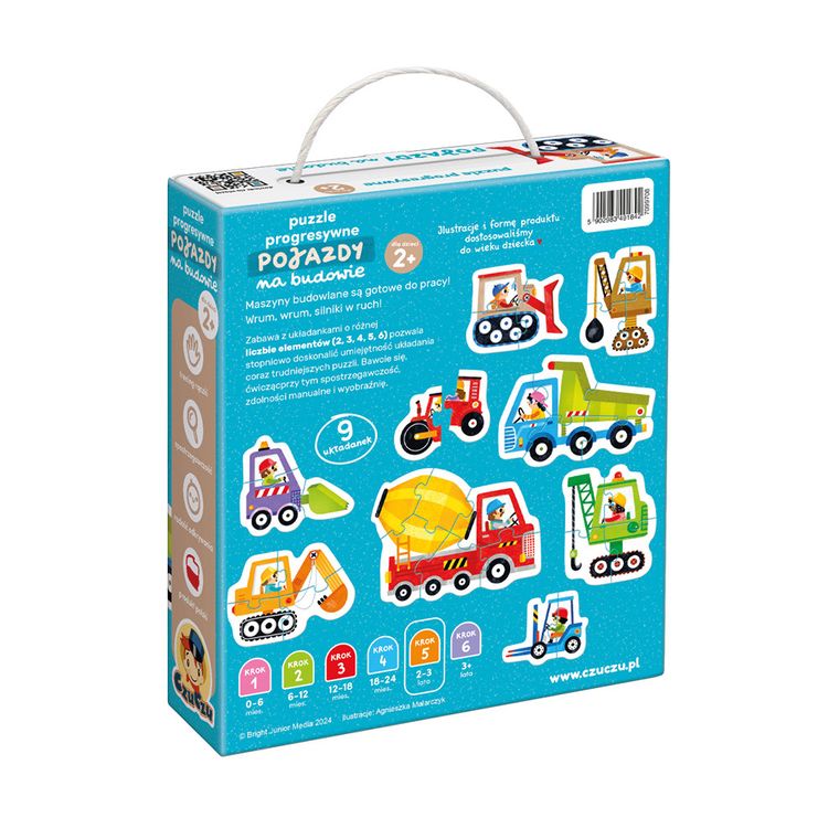 CzuCzu, Pojazdy na budowie, puzzle progresywne, 2+