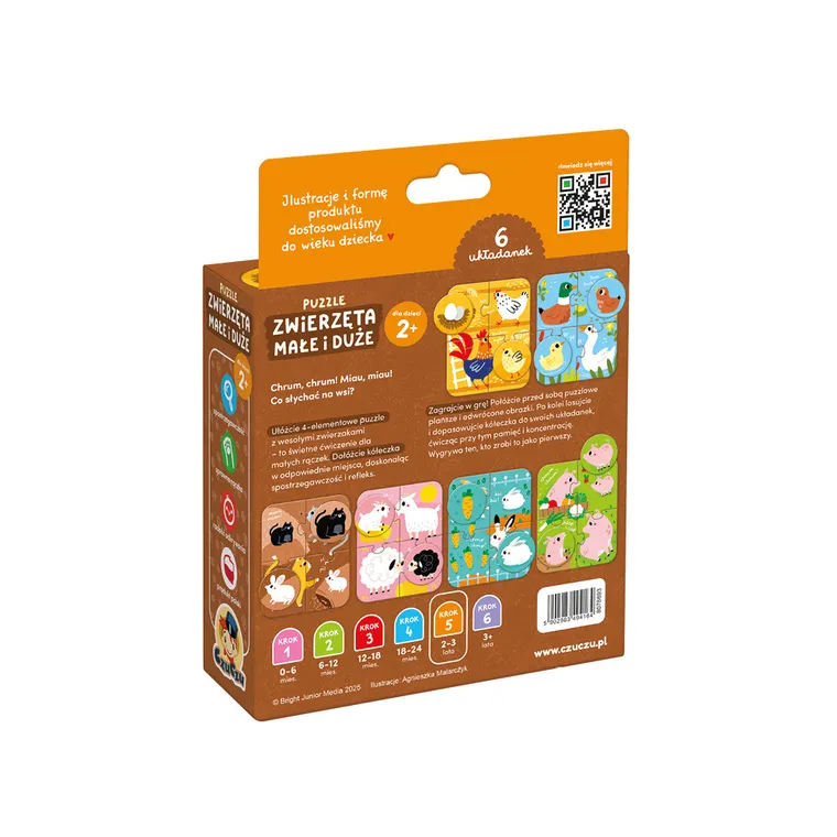 CzuCzu, Puzzle i gra, Zwierzęta małe i duże, 2+, 4 elementy
