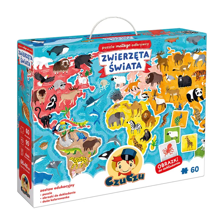 CzuCzu, puzzle małego odkrywcy, Zwierzęta Świata, 60 elementów