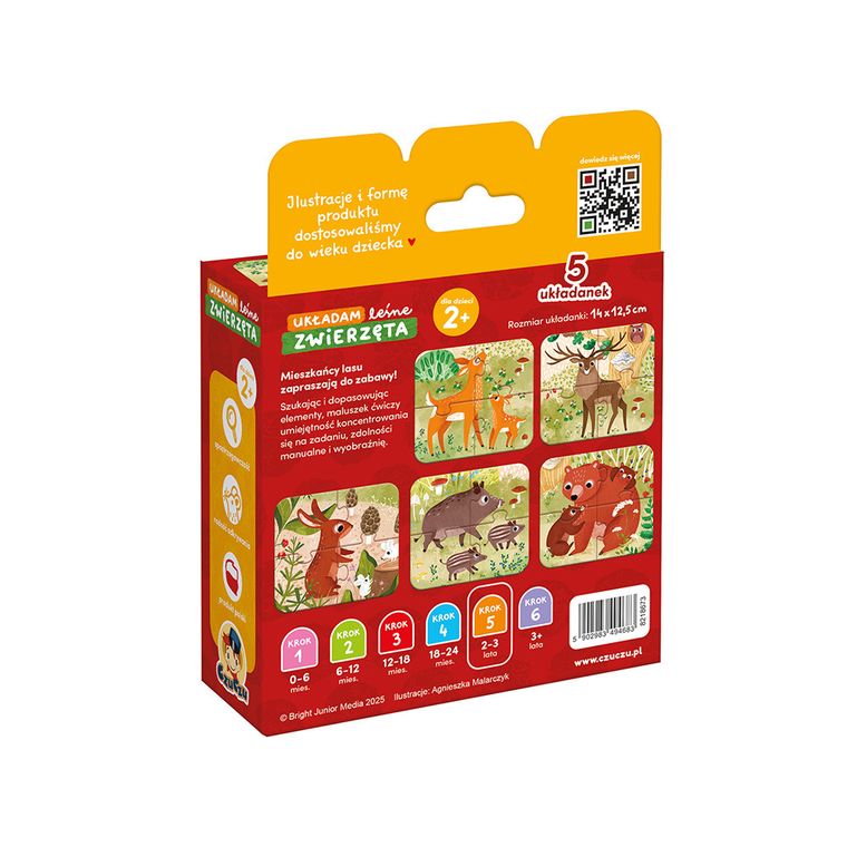 CzuCzu, Układam leśne zwierzęta, puzzle, 4 elementy, 2+