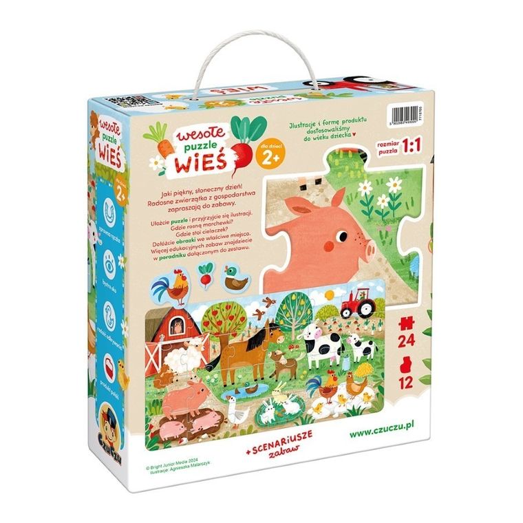 CzuCzu, Wieś, wesołe puzzle, 24 elementy + obrazki, 2+
