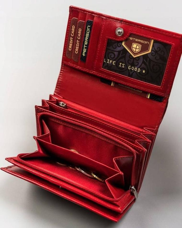 Damski, średni portfel ze skóry naturalnej, Peterson