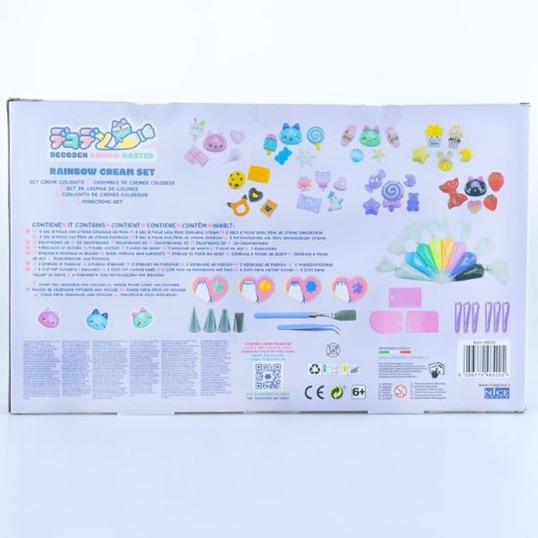 Decoden, tęczowy zestaw z kremową masą 3D do dekoracji, zestaw kreatywny