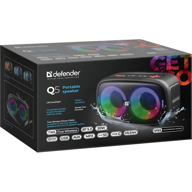 Defender, Q5, głośnik bluetooth, 20W