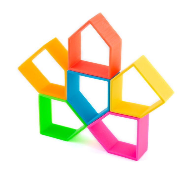 Dena, 6 ludzików, 6 domków, zestaw klocków silikonowych