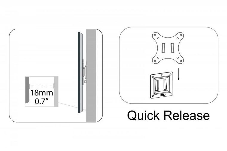 Digitus, uchwyt ścienny do monitora, DA-90303-1, ścienne, 10" - 27", max. 18 kg